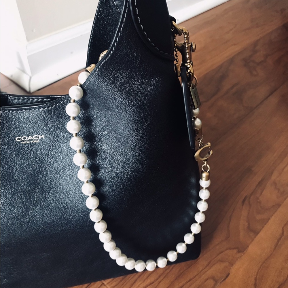 Coach Short Pearl Strap Bag Charm, Pearl / Brass - Picture 4 of 15